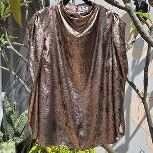Metallic Bronze Long Sleeve Top
